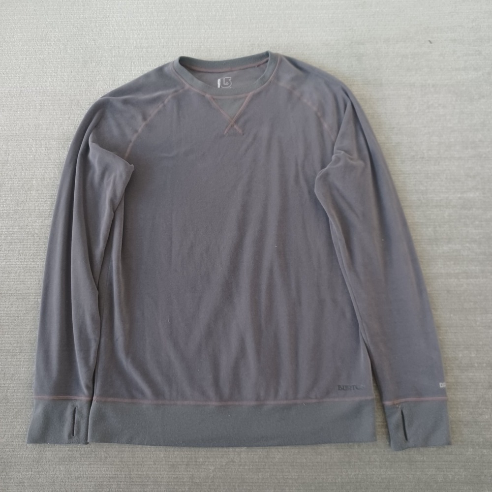 Burton Dryride Baselayer Sweater Men M Gray Crewneck Stretch Snowboarding Skiing